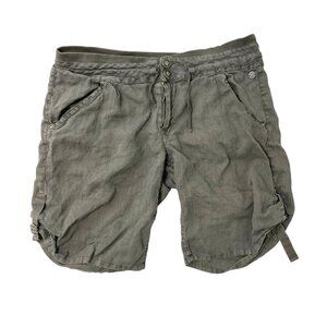 DEPT 100% Linen Lagenlook Side-Tie Bermuda Shorts Breathable Gray size Large